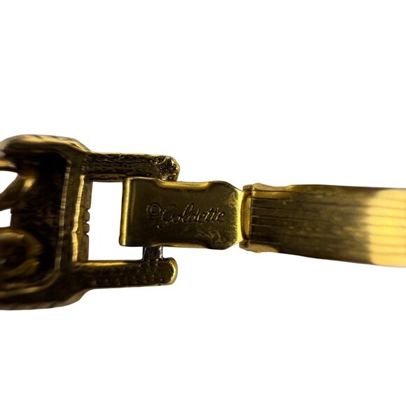 Goldette Womens Gold Tone Chain Bracelet Floral Pearls Layered Design Signed - Picture 5 of 6